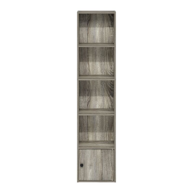 Furinno Luder Shelf Bookcase with 1 Door Storage Cabinet, French Oak