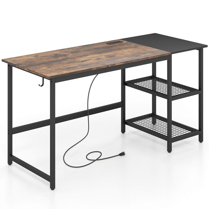 59 Inch Home Office Computer Desk with Removable Storage Shelves