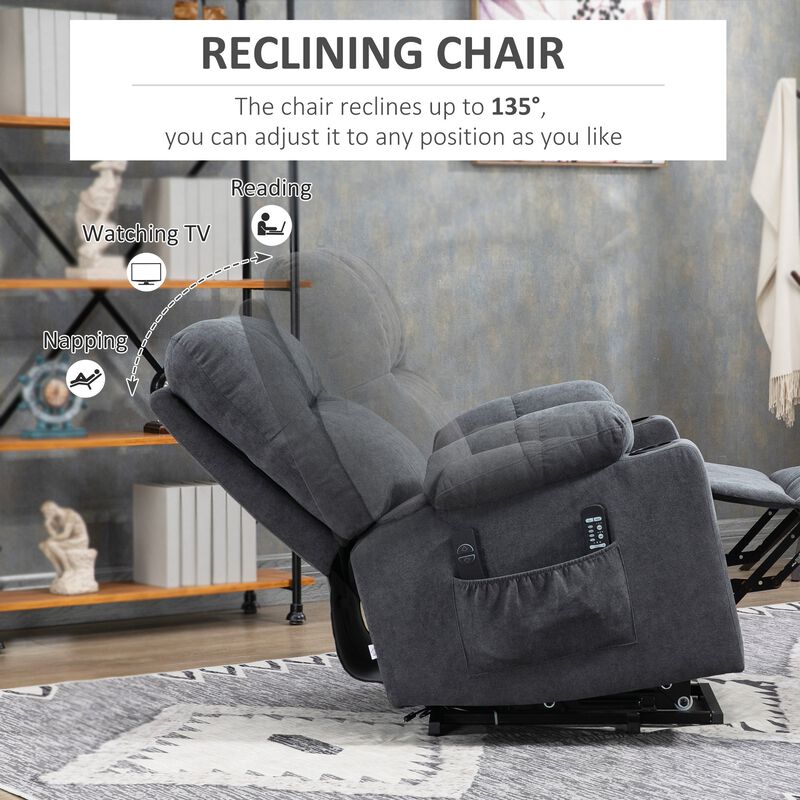Electric Power Lift Chair Recliners for Cozy Seekers, Oversized Recliner Chair with Remote Control, Dark Gray