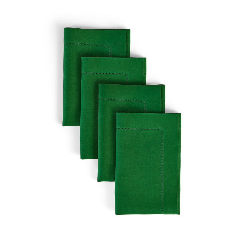 Solino Home 100% Pure Linen Dinner Napkins 20 x 20 Inch Set of 4 | Classic Hemstitch