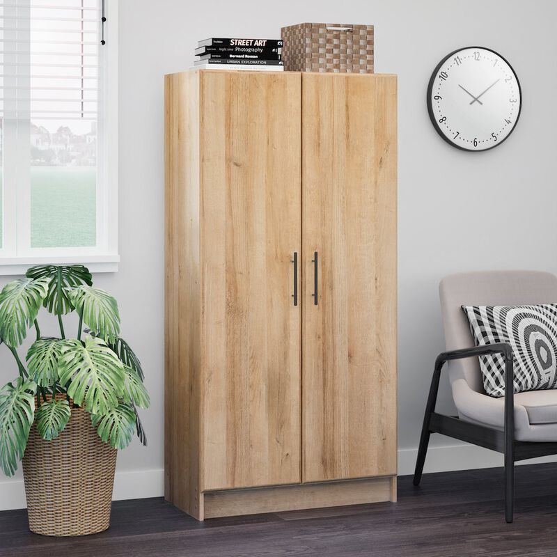 Prepac Elite 32 inch Storage Cabinet, 16 D x 32 W x 65 H, Oak