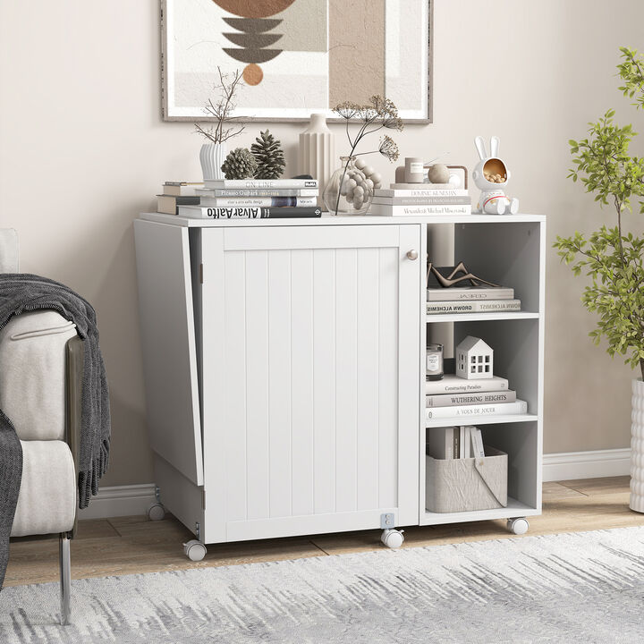 Multifunctional Folding Sewing Machine Craft Station with Storage Shelves for Home Organization