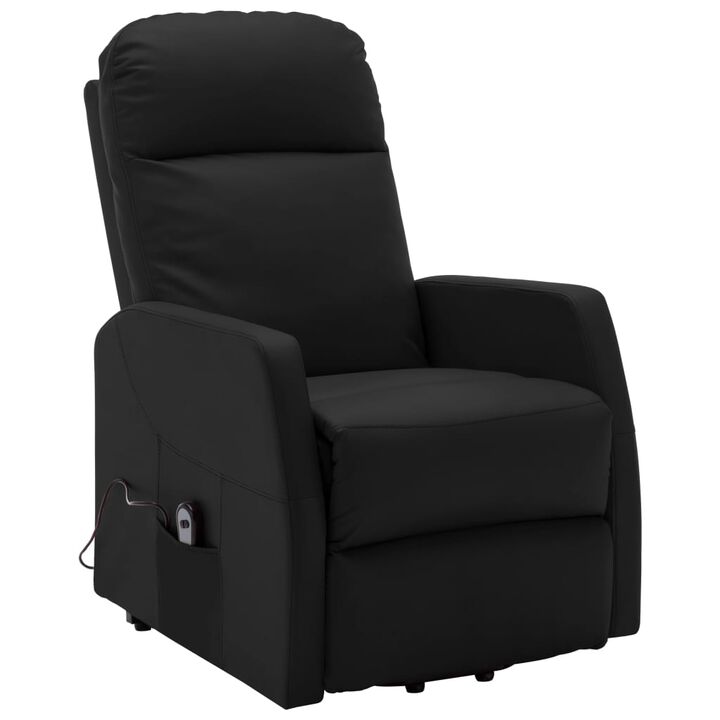 Power Lift Massage Recliner Black Faux Leather