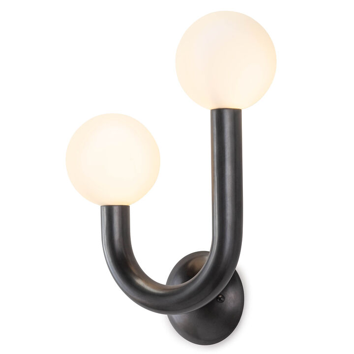 Happy Sconce left side - Asymmetrical U-shaped sconce with tallest side 16.25" in oil rubbed bronze
