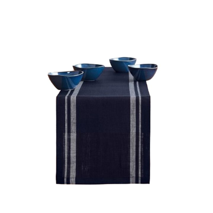Solino Home 100% Pure Linen Table Runner | French Stripe for Spring & Easter