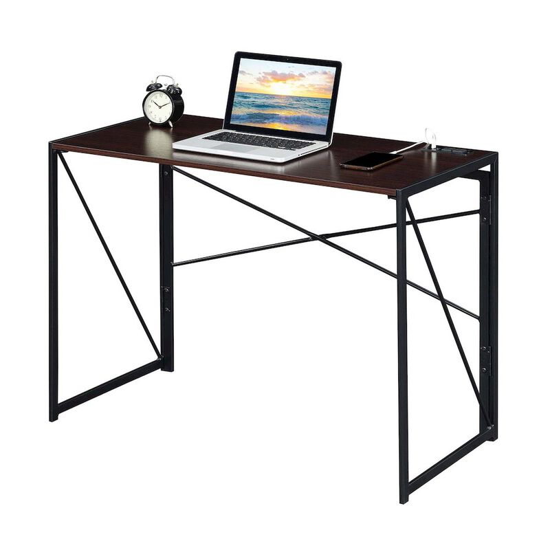 Convenience Concepts Xtra Folding Desk with 2 Outlets and 2 USB Ports