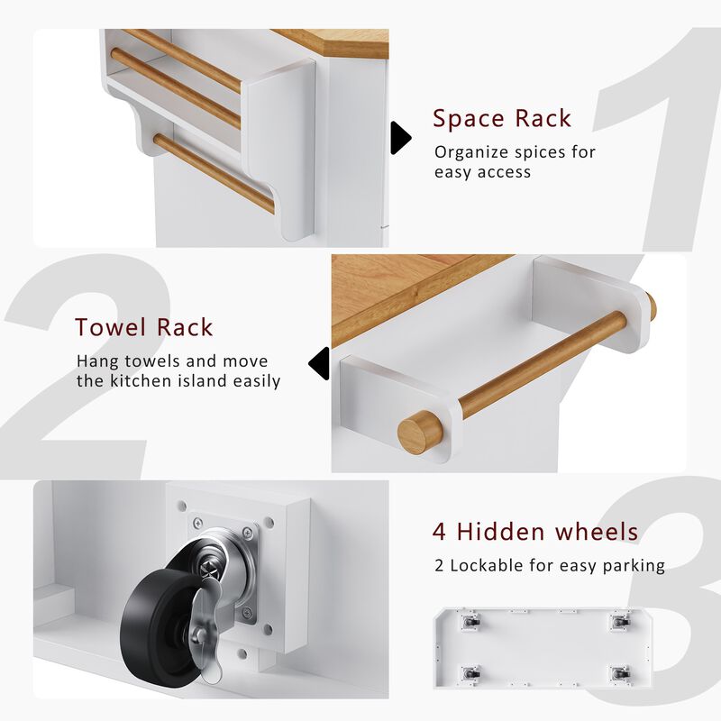 Merax Rolling Kitchen Island  Cart with Power Outlet