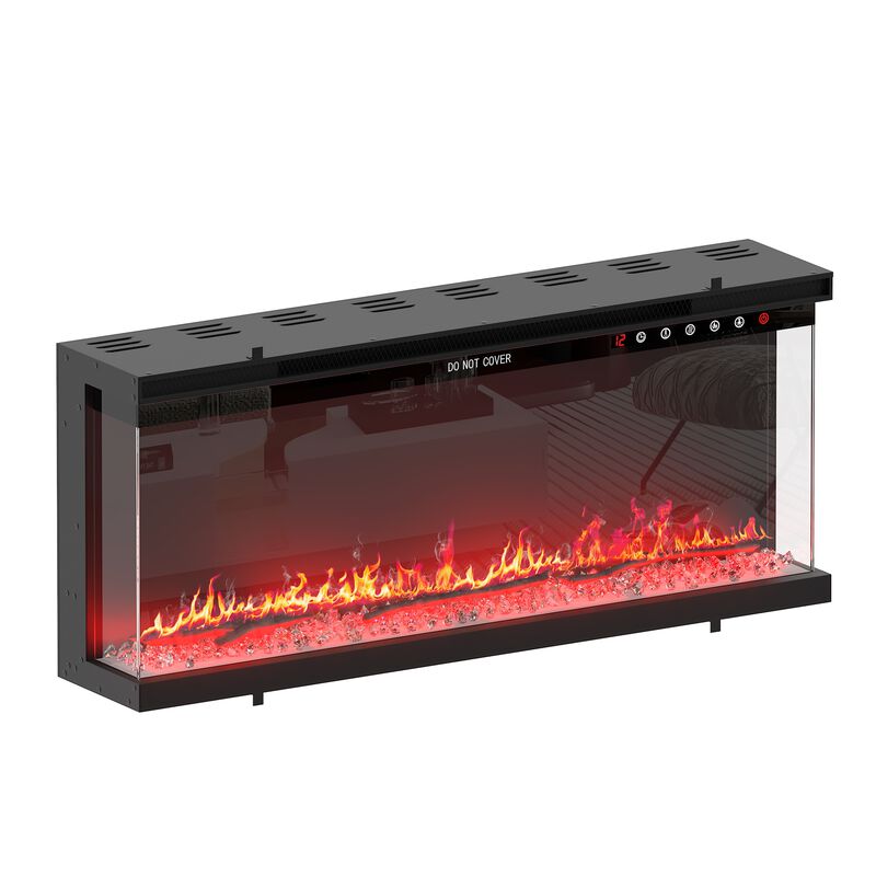 FUFU&GAGA Modern TV Stand with Built-in LED Fireplace (66.5" W x 23.2" H x 13.8" D),White