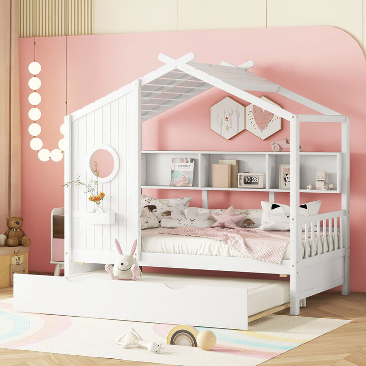 Merax Modern Low Height House Bed With Trundle