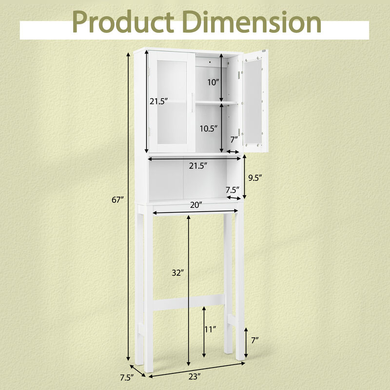 Over the Toilet Bathroom Storage Cabinet with Adjustable Shelf