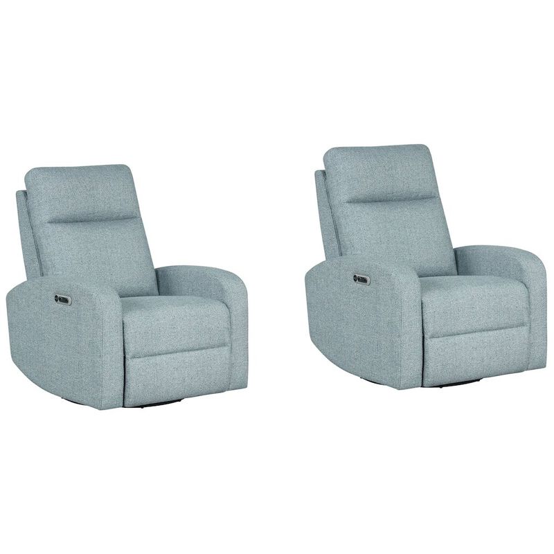 Parker Living Natural Beauty Blue Power Swivel Glider Recliner Two Pack