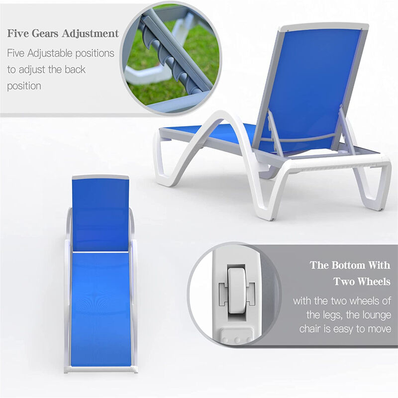 Adjustable Aluminum Pool Lounge Chair - Blue