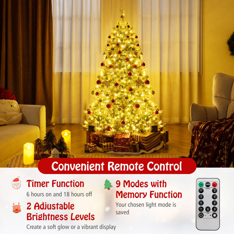 Artificial Christmas Tree Pre-Lit Hinged Holiday Tree with 360° Quick Power Connector