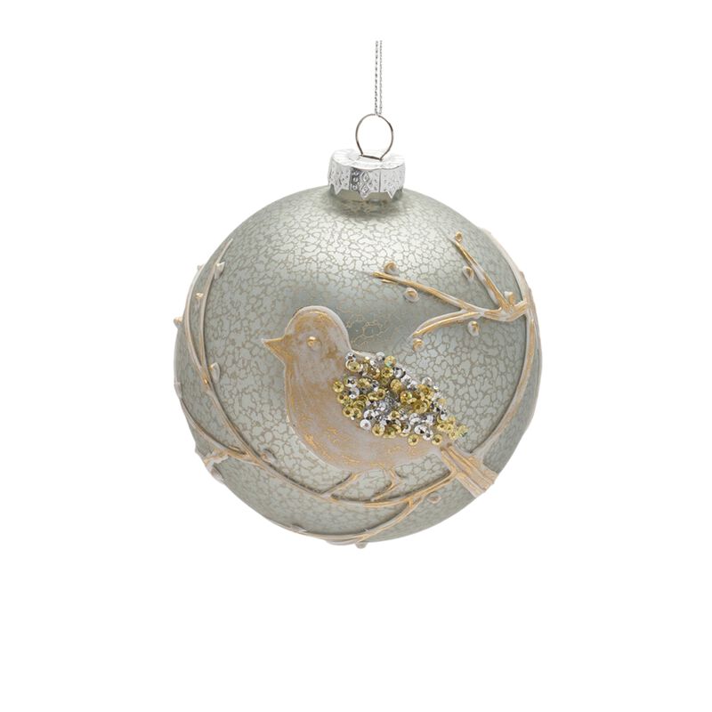 Set of 6 Beaded Glass Bird Ornaments – Sparkling Beaded Glass Ornaments for Christmas Tree and Holiday Decor