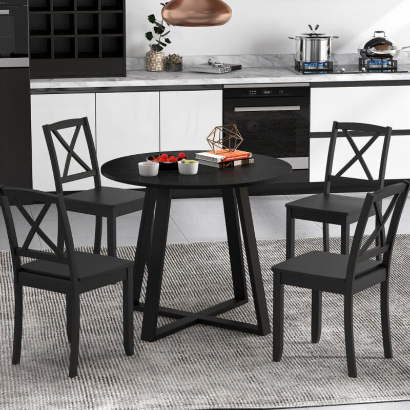 Hivvago 36 Inch Mid-Century Round Dining Table with Pedestal Base for Dining Room