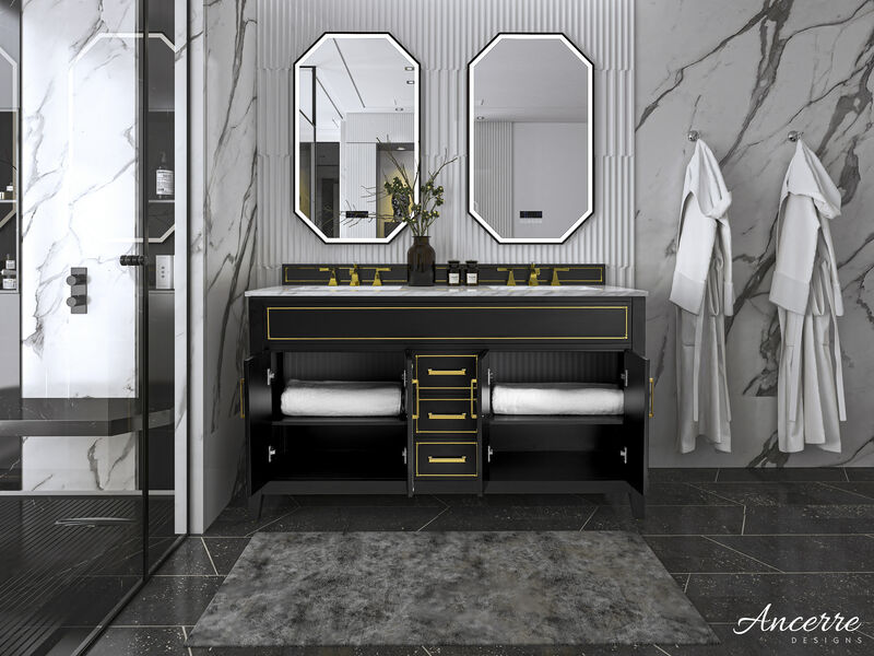 Aspen 60 in. Bath Vanity Set in Black Onyx