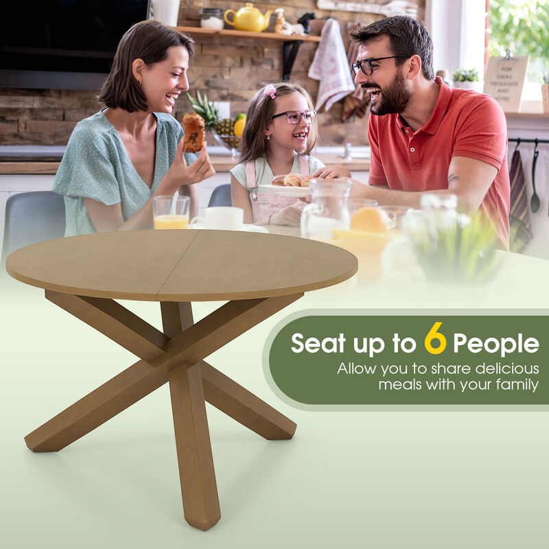 47 Inches Round Dining Table with Solid Acacia Wood Legs