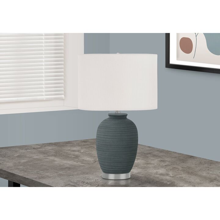 Monarch Specialties I 9622 - Lighting, 24"H, Table Lamp, Blue Ceramic, Ivory / Cream Shade, Contemporary