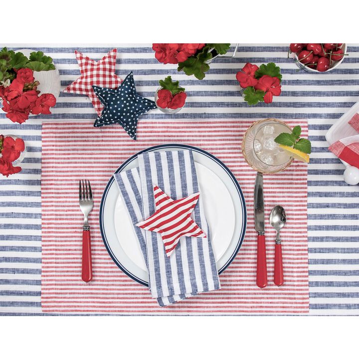 Solino Home 100% Pure Linen Placemats 14 x 19 Inch Set of 4 | Narrow Stripe