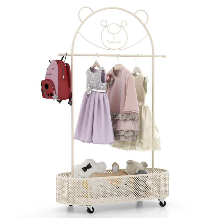 Kid Clothes Rack with 3 Adjustable Heights and Wheels