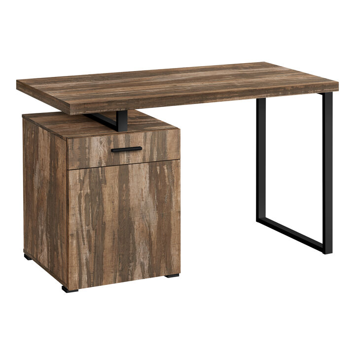 Monarch Specialties I 7765 Computer Desk, Home Office, Laptop, Left, Right Set-up, Storage Drawers, 48"L, Work, Metal, Laminate, Brown, Black, Contemporary, Modern