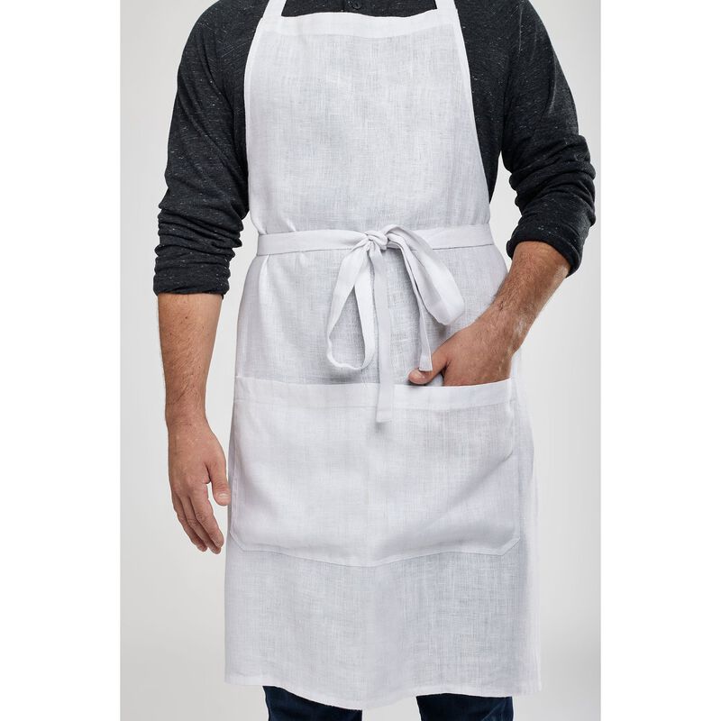 Solino Home 100% Pure Linen Full Midi Apron 38 x 36 Inch