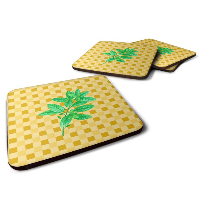 Caroline's Treasures Basil on Basketweave Decorative coasters, 3.5, Multicolor