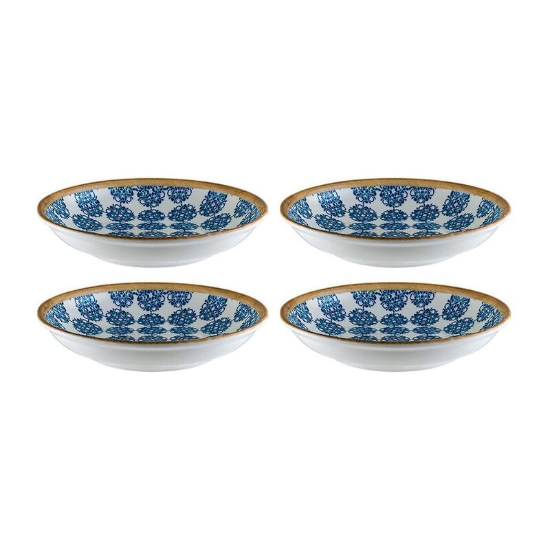 Calif dia.6" h:1.5" 11 oz. Round Decorated Porcelain Bowl (Set of 4)