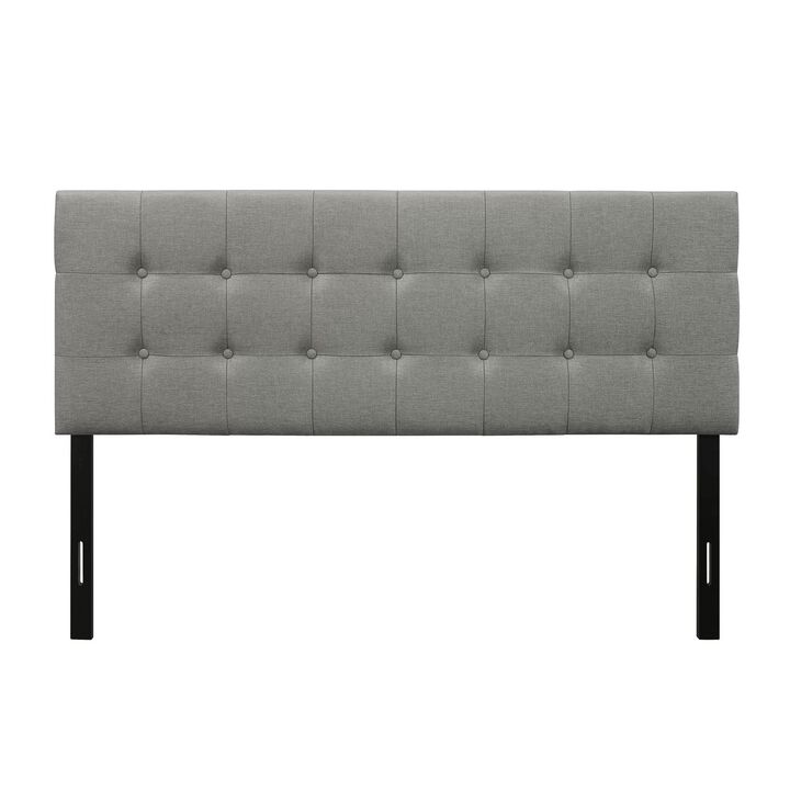 Hivvago Queen Modern Classic Style Button-Tufted Headboard in Grey Upholstered Fabric