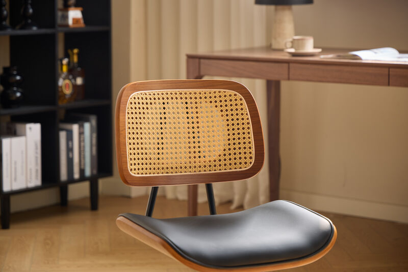 Design Adjustable Office Chair in Wood and Caning