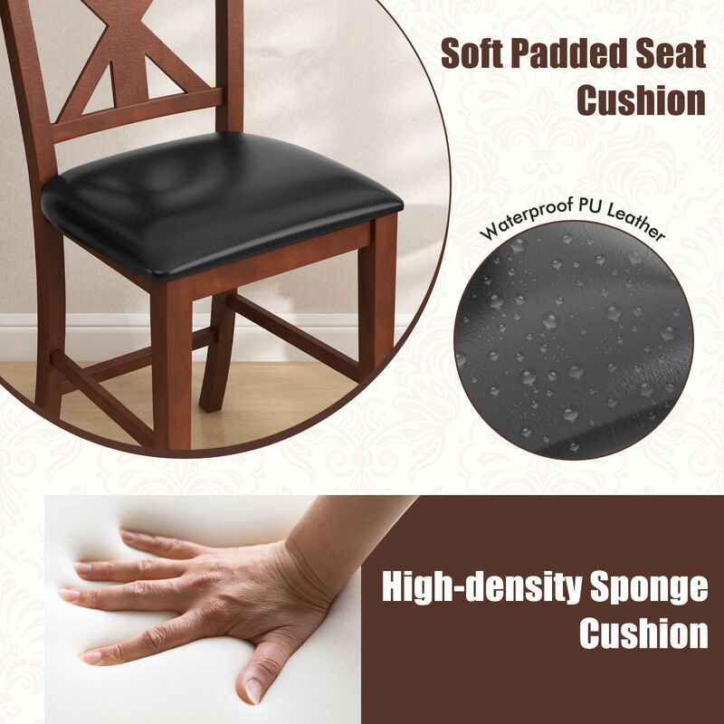 Upholstered Dining Chair with Hollowed High Backrest Set of 2