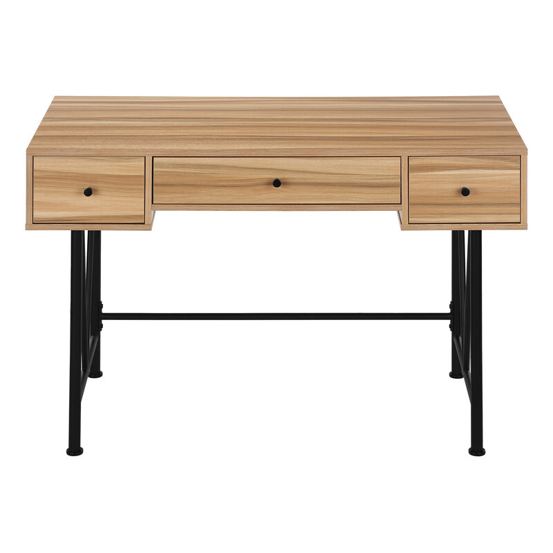 Monarch Specialties I 7672 Computer Desk, Home Office, Laptop, Storage Drawers, 48"L, Work, Metal, Laminate, Brown, Black, Transitional