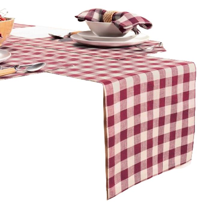 Solino Home 100% Pure Linen Table Runner 14 x 36 Inch | Morgan Check