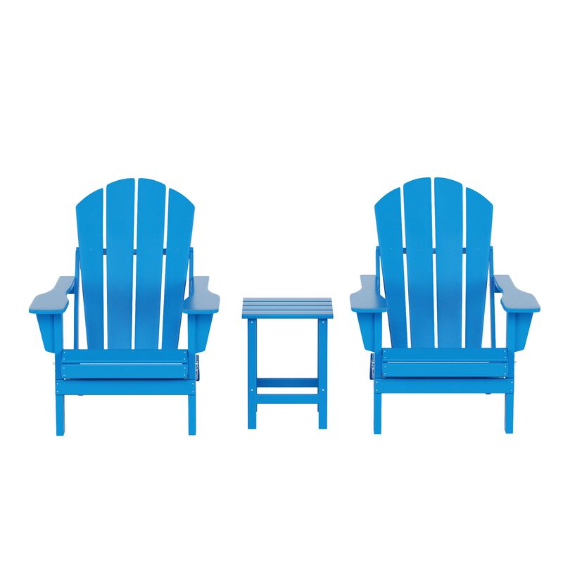WestinTrends 3-Piece Outdoor Patio Adirondack Chairs with Side Table Set