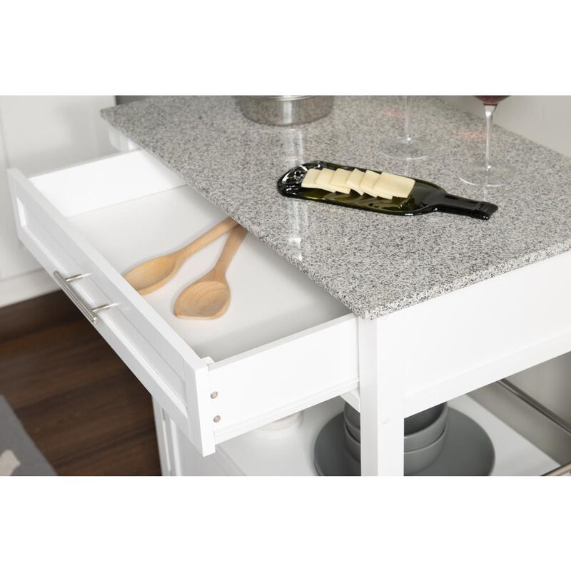 Linon Cameron White Kitchen Cart With Granite Top