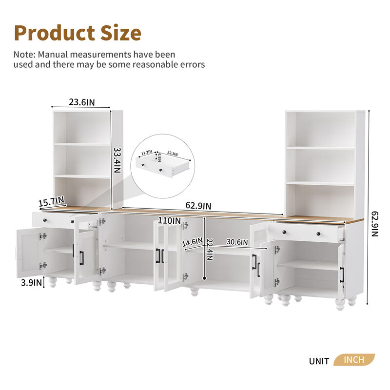 Merax Farmhouse TV Stand with Bookshelves Set