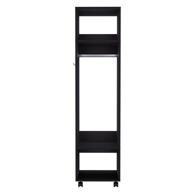 Cordova Armoire 63"H, with 3 Shelves, 1 Mirror, and 4 Wheels, White