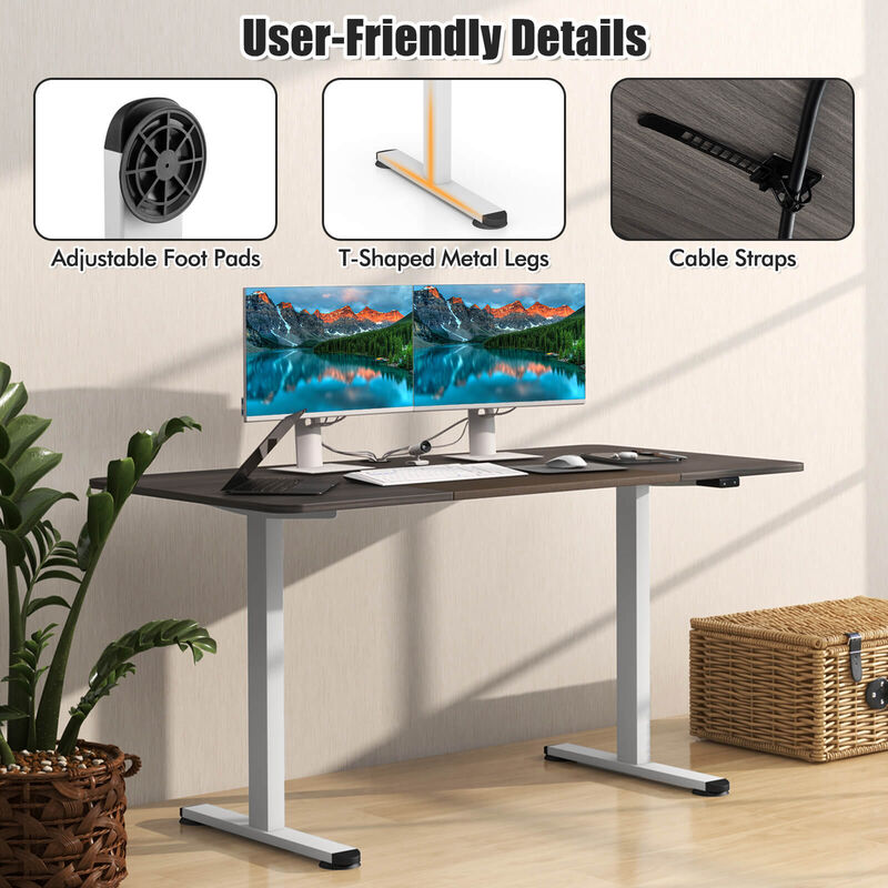 Costway Electric Height Adjustable Standing Desk, Sit to Stand Computer Workstation Home Office Desk