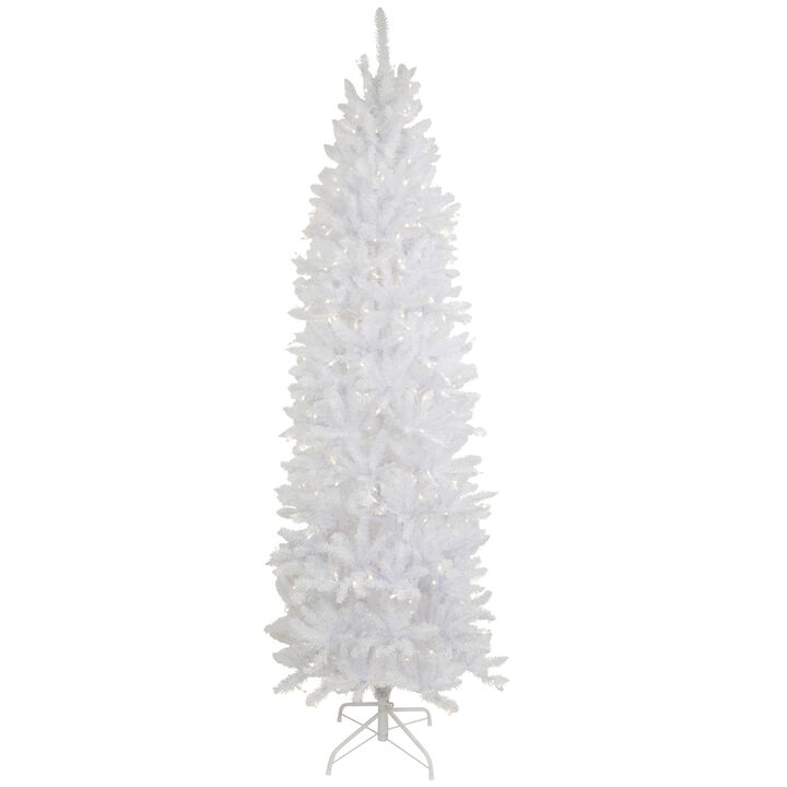 9' Pre-Lit Rapids White Pine Pencil Artificial Christmas Tree  Clear Lights