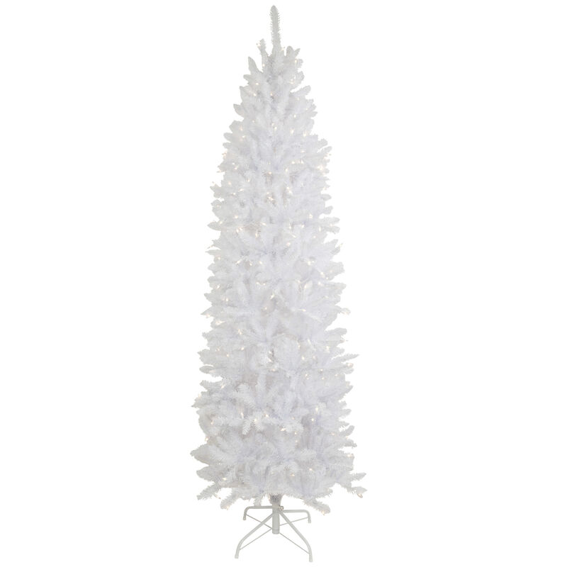 9' Pre-Lit Rapids White Pine Pencil Artificial Christmas Tree  Clear Lights