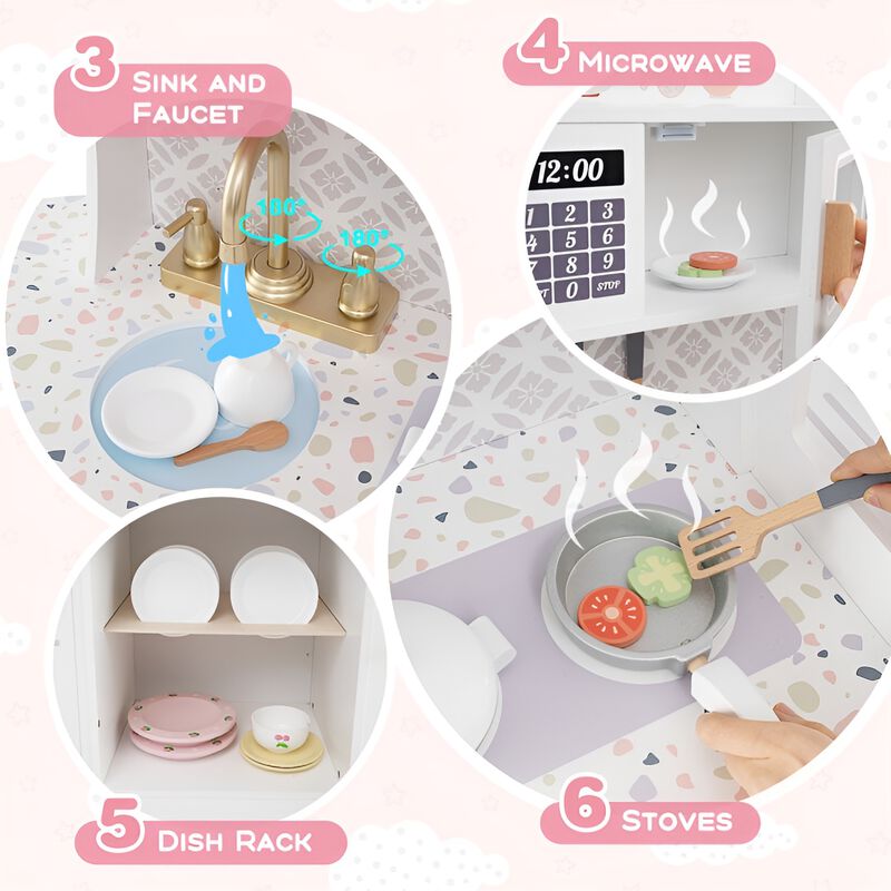 Kitchen Playset with Coffee Maker and Accessories for Kids Pretend Play Toy Set