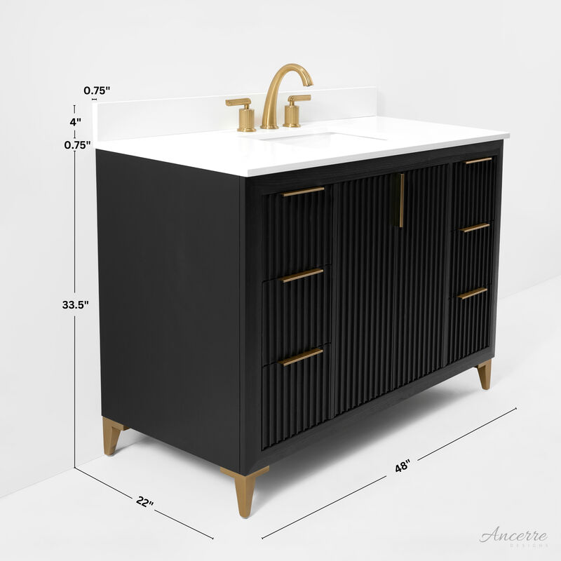 Turlington 48 in. Dark Oak Bath Vanity Set with White Quartz Vanity Top and White Undermount Basin