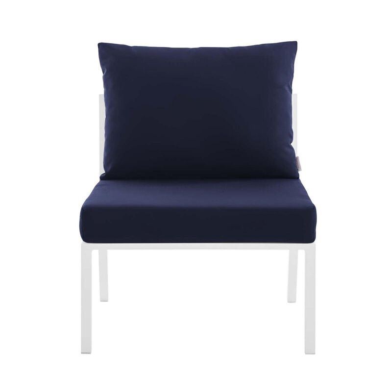 Modway Riverside Outdoor Furniture, Armless Chair, White Navy