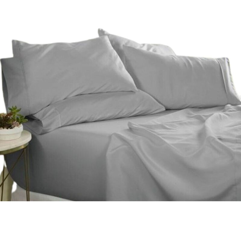 Hivvago Twin size 4 Piece Grey Wrinkle Resistant Microfiber Polyester Sheet Set
