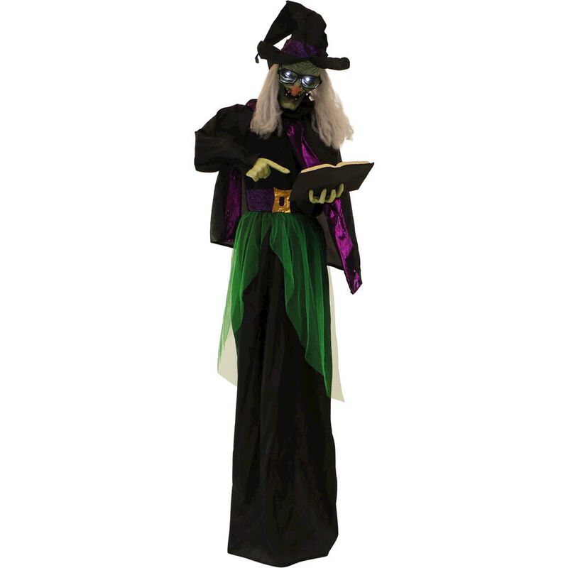 Haunted Hill Farm 72 Standing Animated Witch with Magic Book