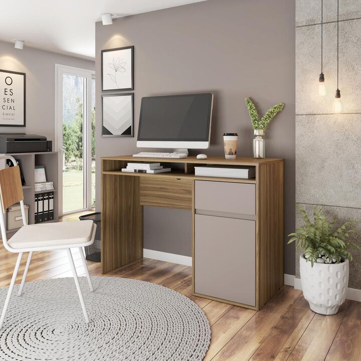 Techni Mobili Home Office Workstation with Storage, Walnut