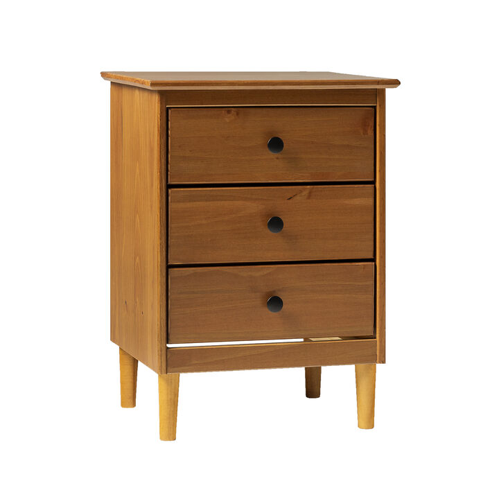 Streamdale Classic 3-Drawer Solid Wood Nightstand - Caramel