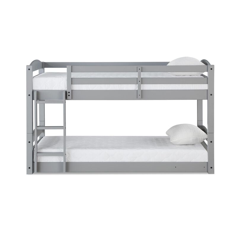 DHP Sierra Low Profile Twin over Twin Bunk Bed with Ladder, Gray
