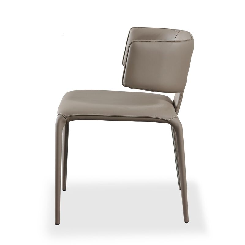 Cid Dell 21 Inch Dining Chair, Gray Faux Leather, Wingback, Metal Frame - Benzara