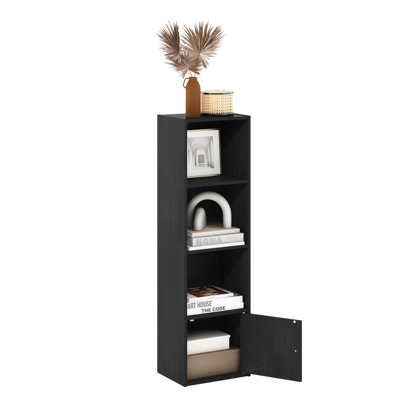 Furinno Luder Shelf Bookcase with 1 Door Storage Cabinet, Blackwood